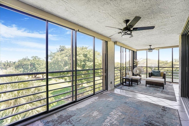 7572 Regency Lake Dr Unit 501, Boca Raton, FL 33433 - sunroom featuring ceiling fan