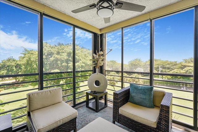7572 Regency Lake Dr Unit 501, Boca Raton, FL 33433 - sunroom / solarium featuring ceiling fan and healthy amount of natural light