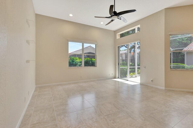 5266 Landon Cir, Boynton Beach, FL 33437 - spare room with ceiling fan, baseboards, light tile patterned floors, and recessed lighting