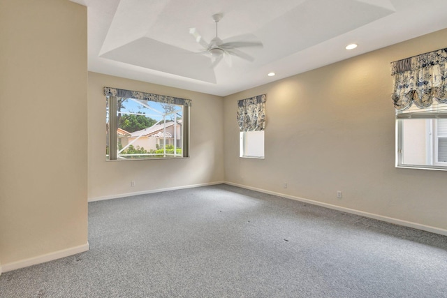 5266 Landon Cir, Boynton Beach, FL 33437 - empty room with recessed lighting, baseboards, a ceiling fan, and carpet floors