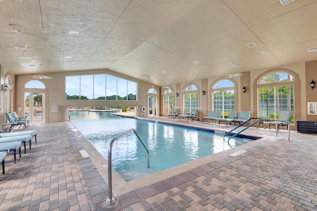 5266 Landon Cir, Boynton Beach, FL 33437 - pool featuring a ceiling fan and a patio