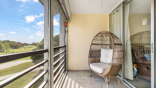 balcony with ceiling fan