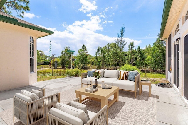 view of patio featuring an outdoor hangout area