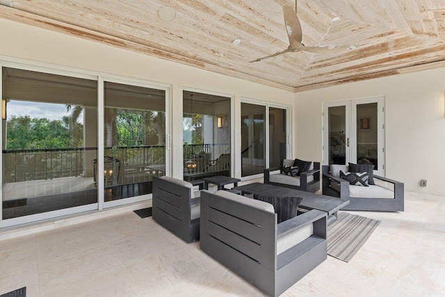 5 Osprey Ct, Ocean Ridge, FL 33435 - view of patio / terrace with an outdoor living space, french doors, and a ceiling fan