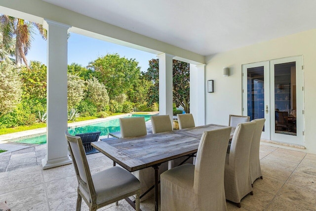 5 Osprey Ct, Ocean Ridge, FL 33435 - view of patio featuring french doors, an outdoor pool, and outdoor dining area