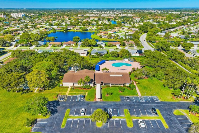 bird's eye view featuring a water view