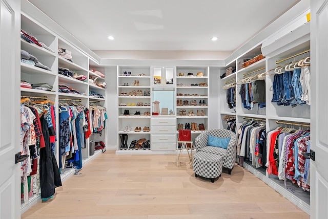 spacious closet with wood finished floors