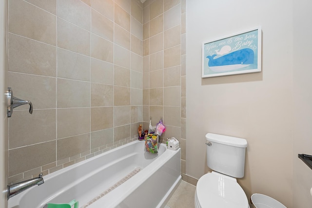 full bath with toilet and tile patterned flooring