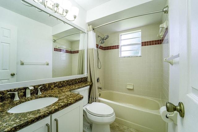 1142 SW Dalton Ave, Port Saint Lucie, FL 34953 - bathroom featuring vanity, toilet, and shower / tub combo with curtain