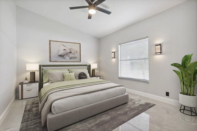 19361 W Sycamore Dr, The Acreage, FL 33470 - bedroom featuring ceiling fan, baseboards, and lofted ceiling
