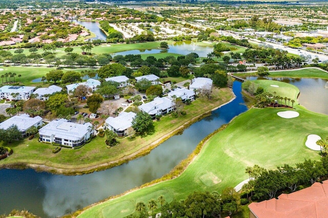 15310 Strathearn Dr Unit 11504, Delray Beach, FL 33446 - drone / aerial view featuring view of golf course, a water view, and a residential view