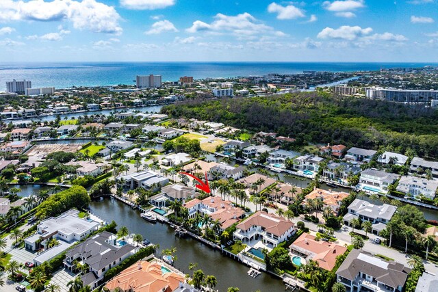 251 W Coconut Palm Rd, Boca Raton, FL 33432 - birds eye view of property with a residential view and a water view
