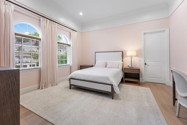 251 W Coconut Palm Rd, Boca Raton, FL 33432 - bedroom featuring recessed lighting, baseboards, ornamental molding, and wood finished floors