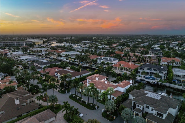 251 W Coconut Palm Rd, Boca Raton, FL 33432 - aerial view at dusk with a water view and a residential view