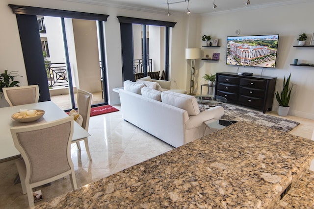 200 E Palmetto Park Rd Unit 503, Boca Raton, FL 33432 - living area featuring marble finish floor and crown molding