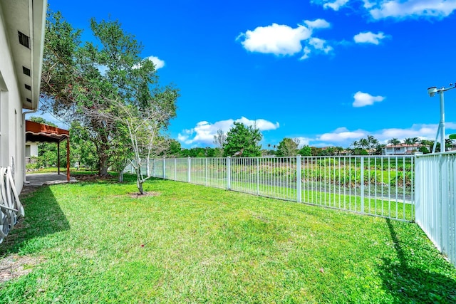 view of yard featuring a fenced backyard