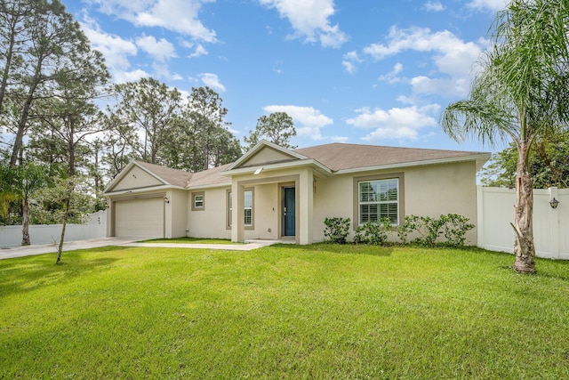 1544 Summit Rd SE, Palm Bay, FL 32909 - ranch-style home featuring a garage, fence, stucco siding, and concrete driveway