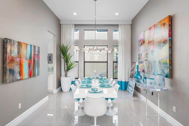16202 Cabernet Dr, Delray Beach, FL 33446 - dining room featuring recessed lighting, baseboards, and light tile patterned floors