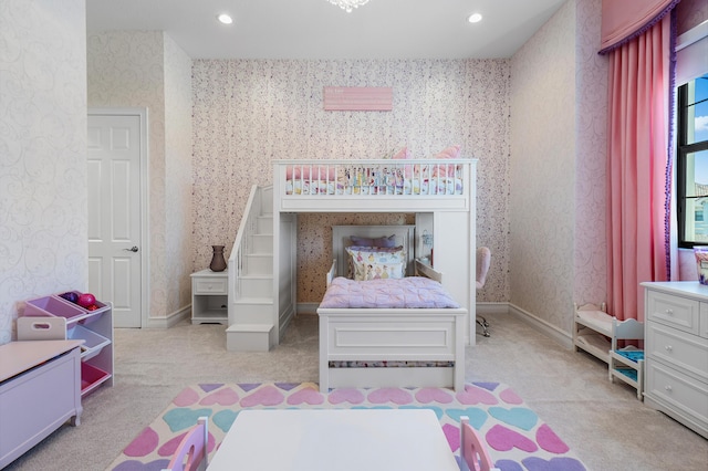 16202 Cabernet Dr, Delray Beach, FL 33446 - carpeted bedroom featuring wallpapered walls and recessed lighting