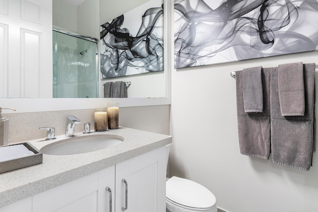 16202 Cabernet Dr, Delray Beach, FL 33446 - bathroom with vanity, a shower stall, and toilet