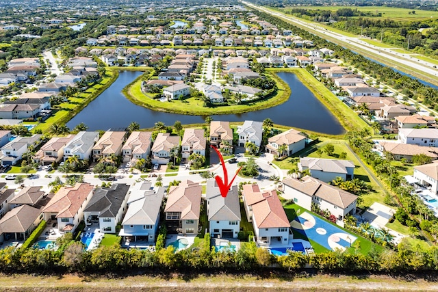 16202 Cabernet Dr, Delray Beach, FL 33446 - drone / aerial view featuring a residential view and a water view