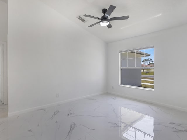 1201 SW Paar Dr, Port Saint Lucie, FL 34953 - empty room with vaulted ceiling, marble finish floor, baseboards, and visible vents