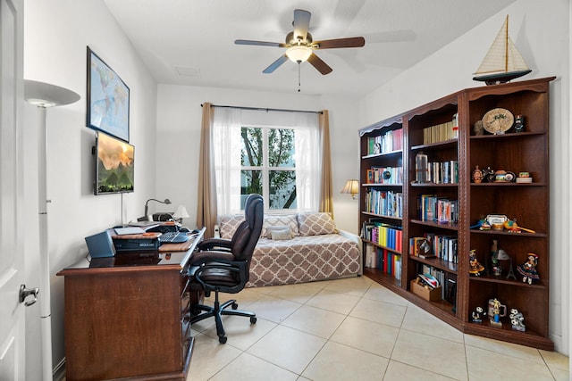 8207 Venosa Haven Ter, Boynton Beach, FL 33473 - office with a ceiling fan and light tile patterned flooring