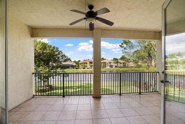 8207 Venosa Haven Ter, Boynton Beach, FL 33473 - balcony featuring a residential view, a water view, and ceiling fan