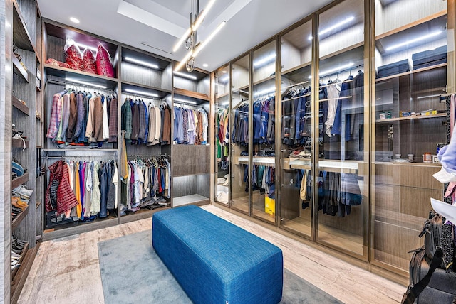 walk in closet featuring wood finished floors