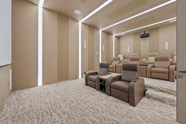 cinema room featuring carpet