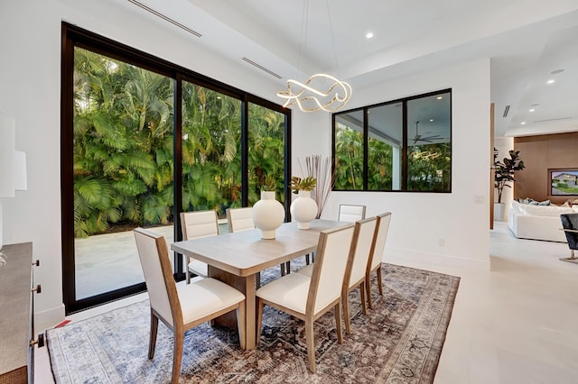 1133 NE 3rd Ave, Boca Raton, FL 33432 - dining space featuring an inviting chandelier, visible vents, recessed lighting, and baseboards