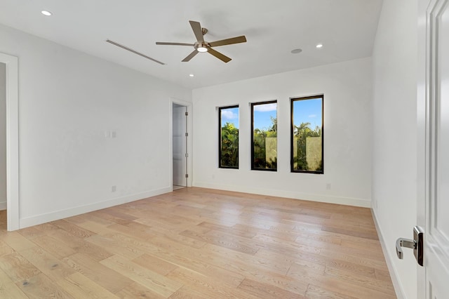 1133 NE 3rd Ave, Boca Raton, FL 33432 - unfurnished room featuring visible vents, recessed lighting, baseboards, light wood-type flooring, and a ceiling fan