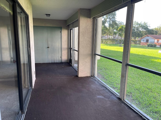 view of unfurnished sunroom