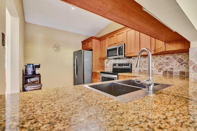 124 Mayfair Ln, Boynton Beach, FL 33426 - kitchen featuring stainless steel appliances, backsplash, light stone counters, and open shelves