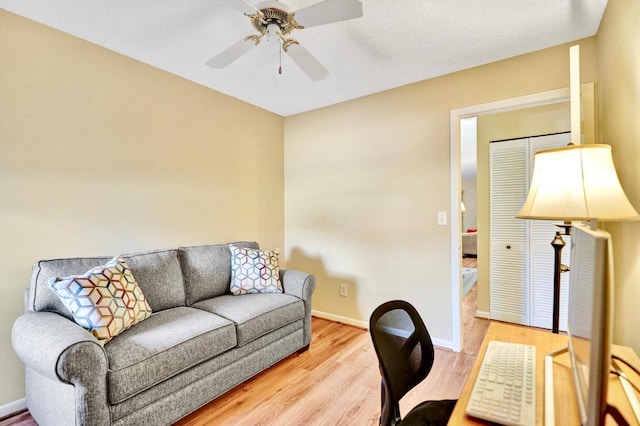124 Mayfair Ln, Boynton Beach, FL 33426 - office area with a ceiling fan and light wood-style floors