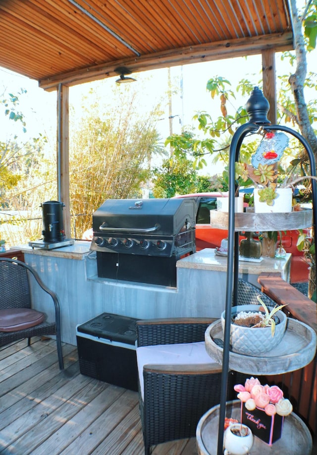 deck with area for grilling
