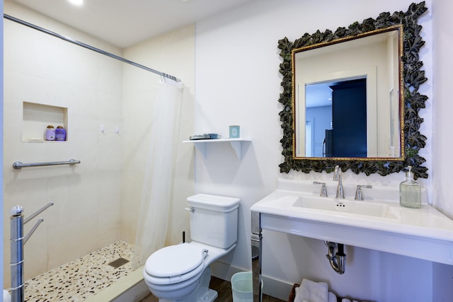 359 E Lakewood Rd, West Palm Beach, FL 33405 - bathroom with toilet, a sink, and a stall shower