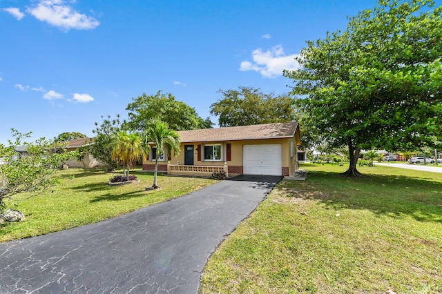 7000 NW 95th Ter, Tamarac, FL 33321 - view of front of property with an attached garage, a front lawn, brick siding, stucco siding, and driveway