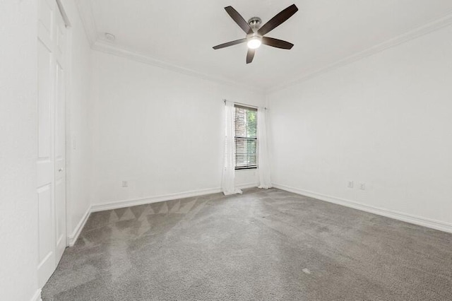 9600 Equus Cir, Boynton Beach, FL 33472 - unfurnished room featuring ornamental molding, carpet, a ceiling fan, and baseboards