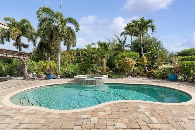 9600 Equus Cir, Boynton Beach, FL 33472 - view of pool featuring a patio area, a pergola, and a pool with connected hot tub