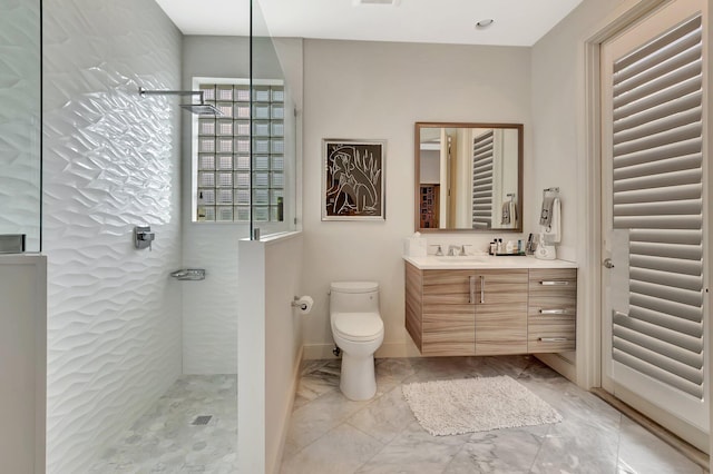 17652 Lake Estates Dr, Boca Raton, FL 33496 - bathroom with marble finish floor, toilet, vanity, and a walk in shower