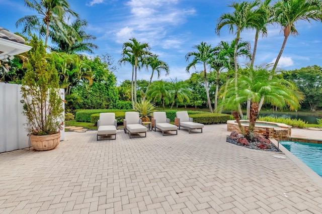 17652 Lake Estates Dr, Boca Raton, FL 33496 - view of patio with a pool with connected hot tub