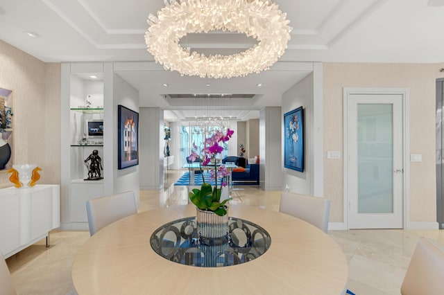 3740 S Ocean Blvd Unit 1205, Highland Beach, FL 33487 - dining room featuring an inviting chandelier and a raised ceiling