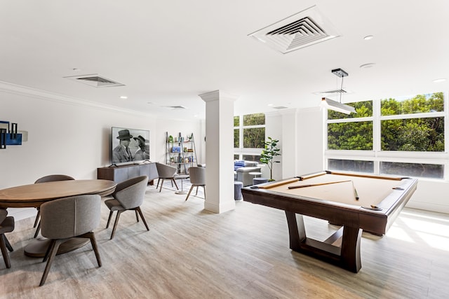 3740 S Ocean Blvd Unit 1205, Highland Beach, FL 33487 - playroom featuring light wood-style flooring, visible vents, and crown molding