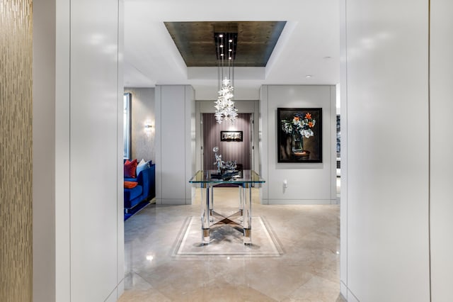 3740 S Ocean Blvd Unit 1205, Highland Beach, FL 33487 - hall with a tray ceiling
