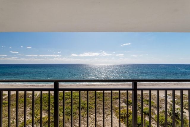property view of water featuring a view of the beach