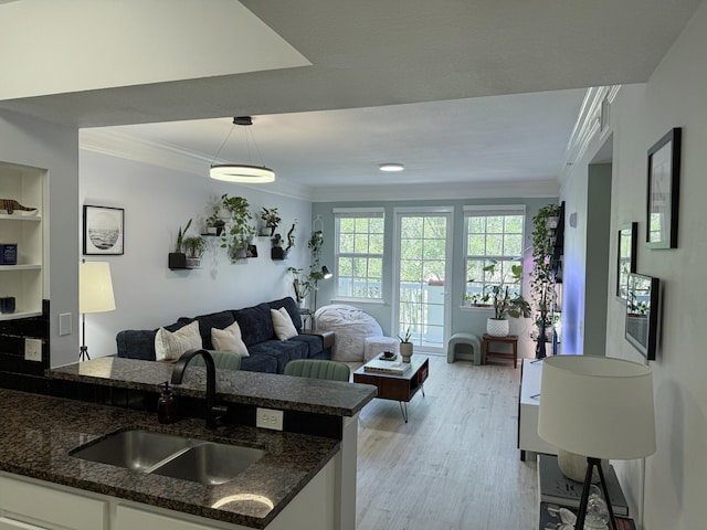 275 Murcia Dr Unit 304, Jupiter, FL 33458 - living room with ornamental molding and light wood-type flooring