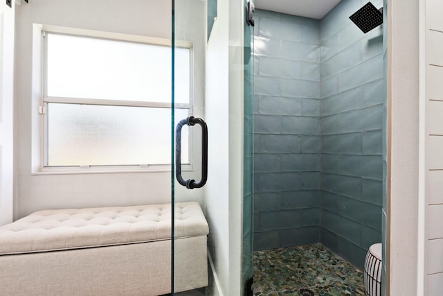full bath with a shower stall