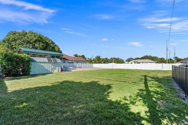 view of yard featuring a fenced backyard