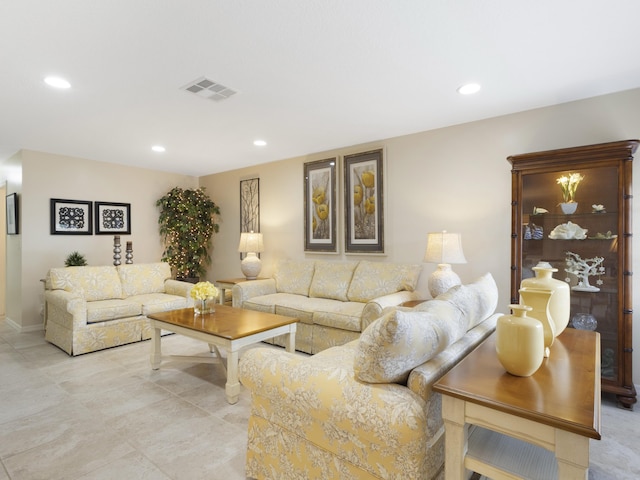 14586 Lucy Dr, Delray Beach, FL 33484 - living room featuring baseboards, visible vents, and recessed lighting